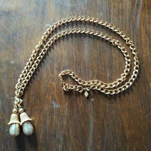 Vintage Sarah Coventry Gold Necklace with 2 Faux Pearl Charms